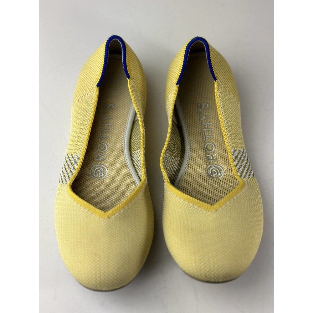 Rothy's Round Toe The Flat Ballet Slip On Knit Shoes Sunshine Yellow Women's 6 - Picture 2 of 11